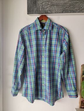 Tailorbyrd Men's Button Dowm Plaid Shirt Size L